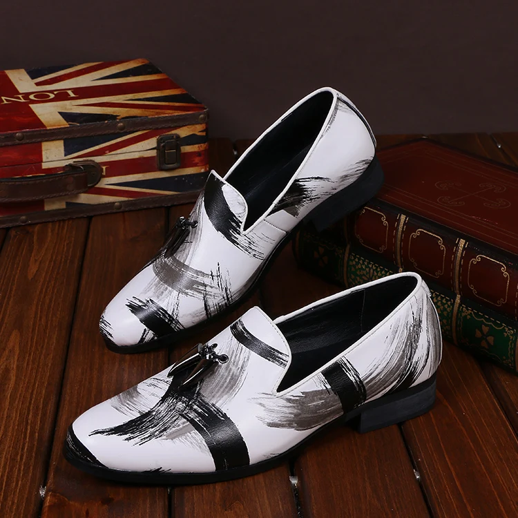 Черно-белые мужские туфли-Лоферы Christia Bella ручной работы Мужские модельные туфли