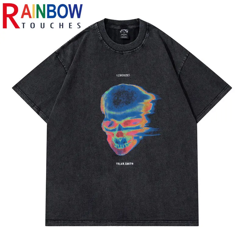 

Rainbowtouches 2021 Half-Sleeve T-Shirt Unisex High Street Vintage Graffiti Loose Casual T-shirts Street Fashion Hip Hop