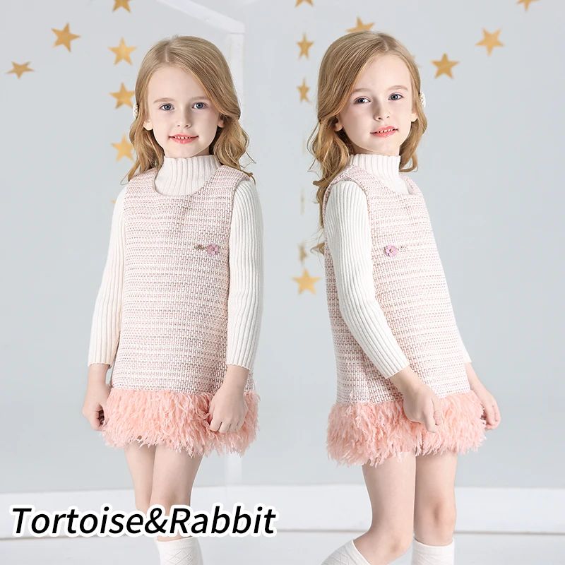 Осеннее платье для девочек Зимняя однотонная хлопковая льняная одежда в клетку