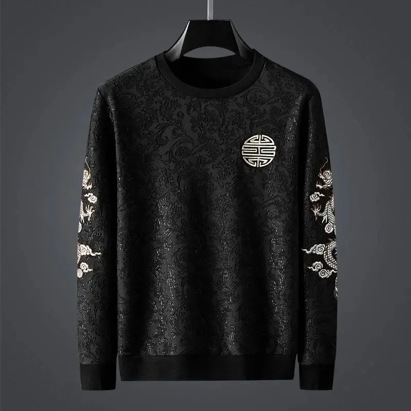 Мужской Жаккардовый свитер с вышивкой в виде дракона Осень-зима - купить по