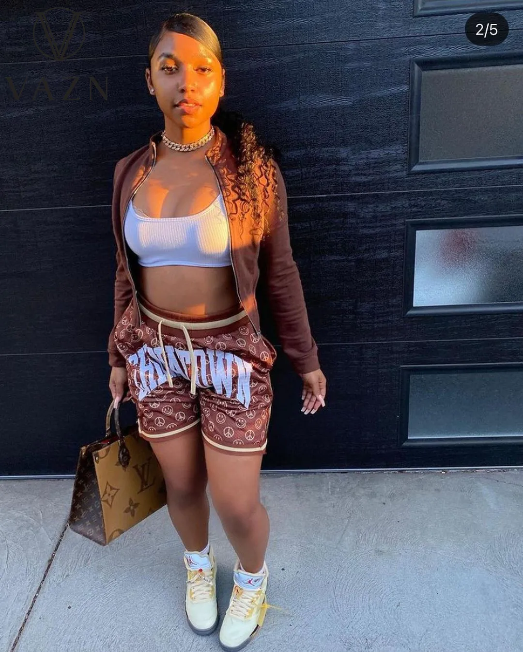 

FAKUNTN Summer 2021 Ladies Casual Fashion Street Personality Loose Sport Home Print Alphabetic Skinny Shorts