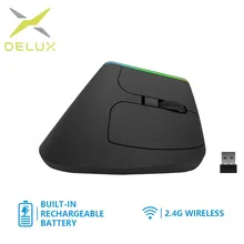 Delux M618D Ergonomic Vertical Mouse rechargeable Wireless 2.4GHz Gaming Mouse RGB 1600 DPI Vertical Mice For PC Laptop