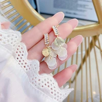 natural translucent shell ear studs romantic elegant earrings handmade temperament metal glamour earrings trendy accessories