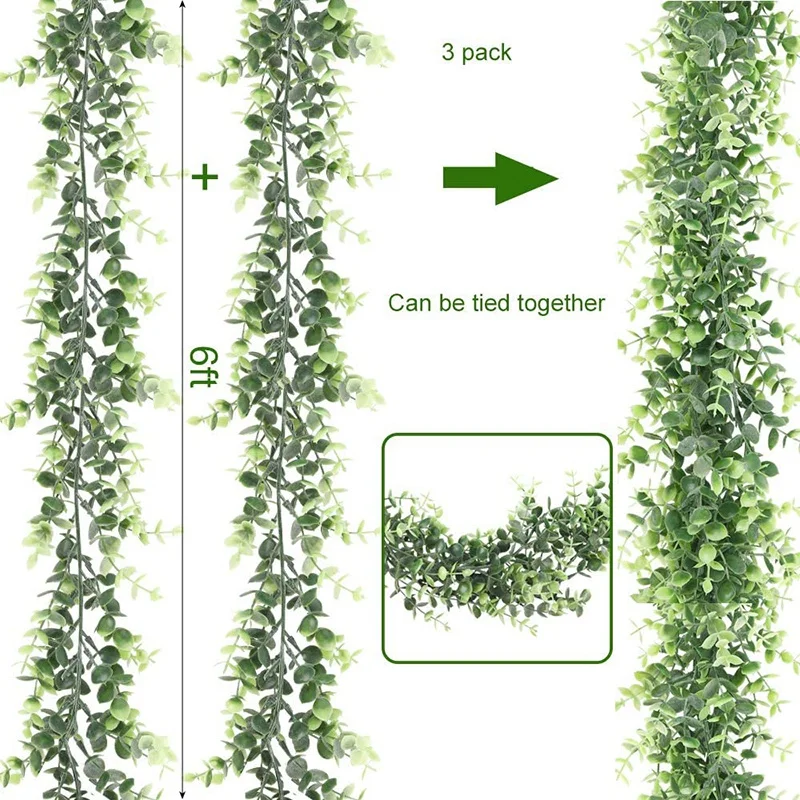 Гирлянда из искусственного эвкалипта свадебный фон 6 футов/шт. 3