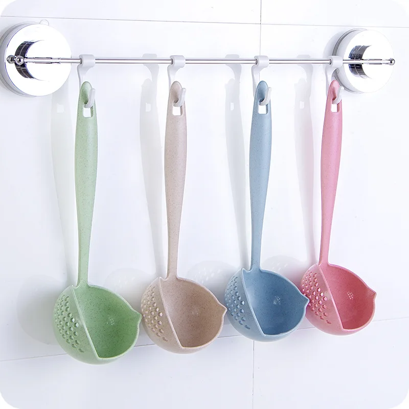 

2 In 1 Long Handle Soup Spoon Home Strainer Cooking Colander Kitchen Gadgets Scoop Plastic Ladle Tableware Kitchen Accessories
