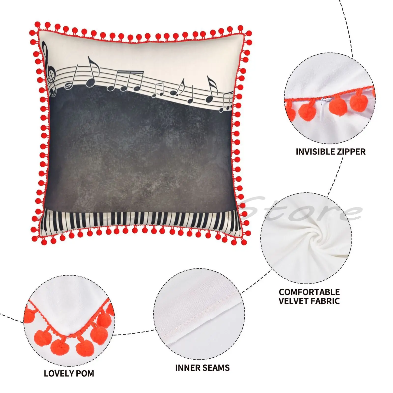 Чехол из льняной бархатной ткани с принтом пианино на заказ чехол для подушки