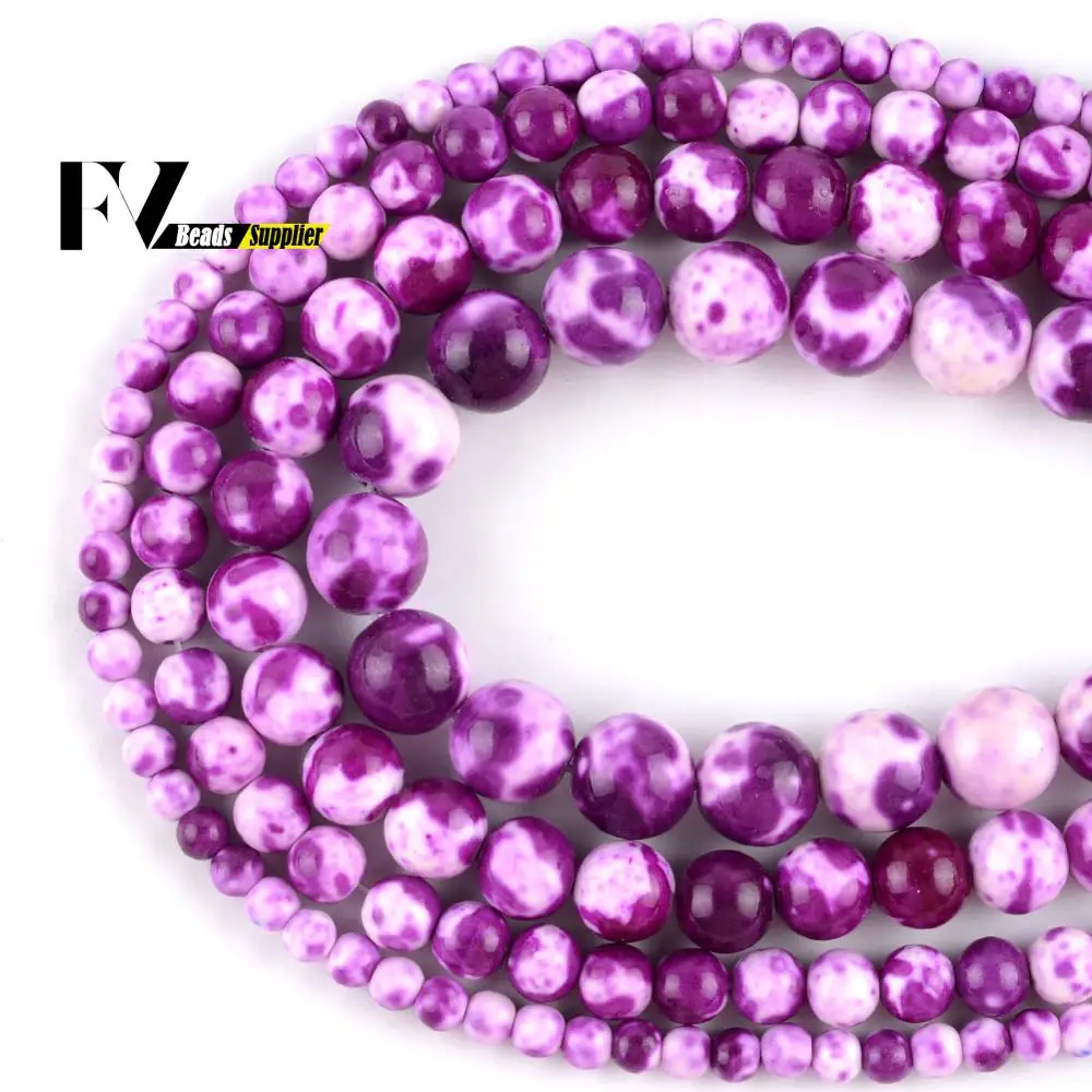 Натуральный фиолетовый красный дождливую погоду Цветок Круглые бусины