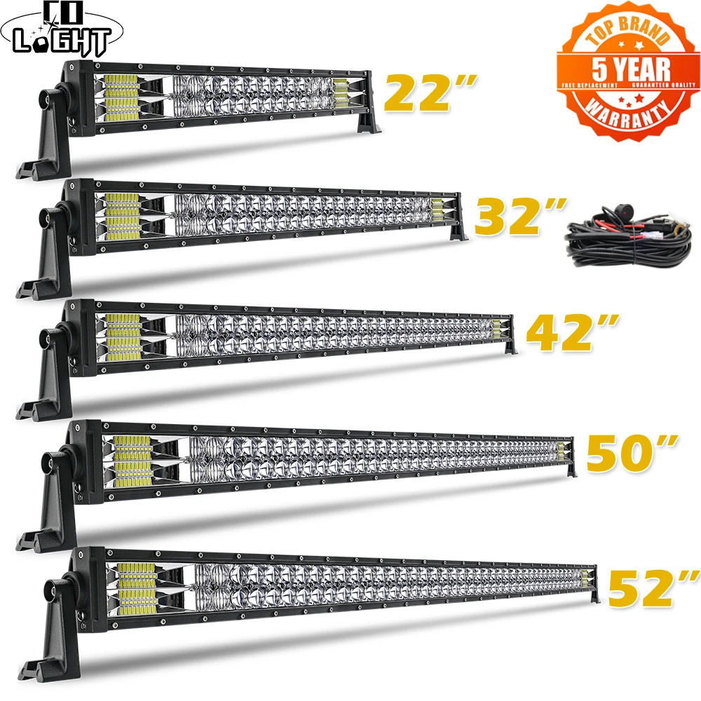 CO светильник супер яркий 22 &quot32&quot 42 &quot52&quot светодиодный рабочий 12 в 24 Led бар 2 ряда