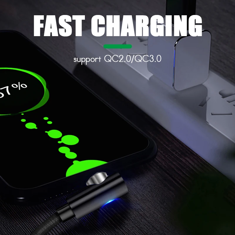 Магнитный кабель для передачи данных GARAS 90 градусов быстрой зарядки Micro USB Тип C