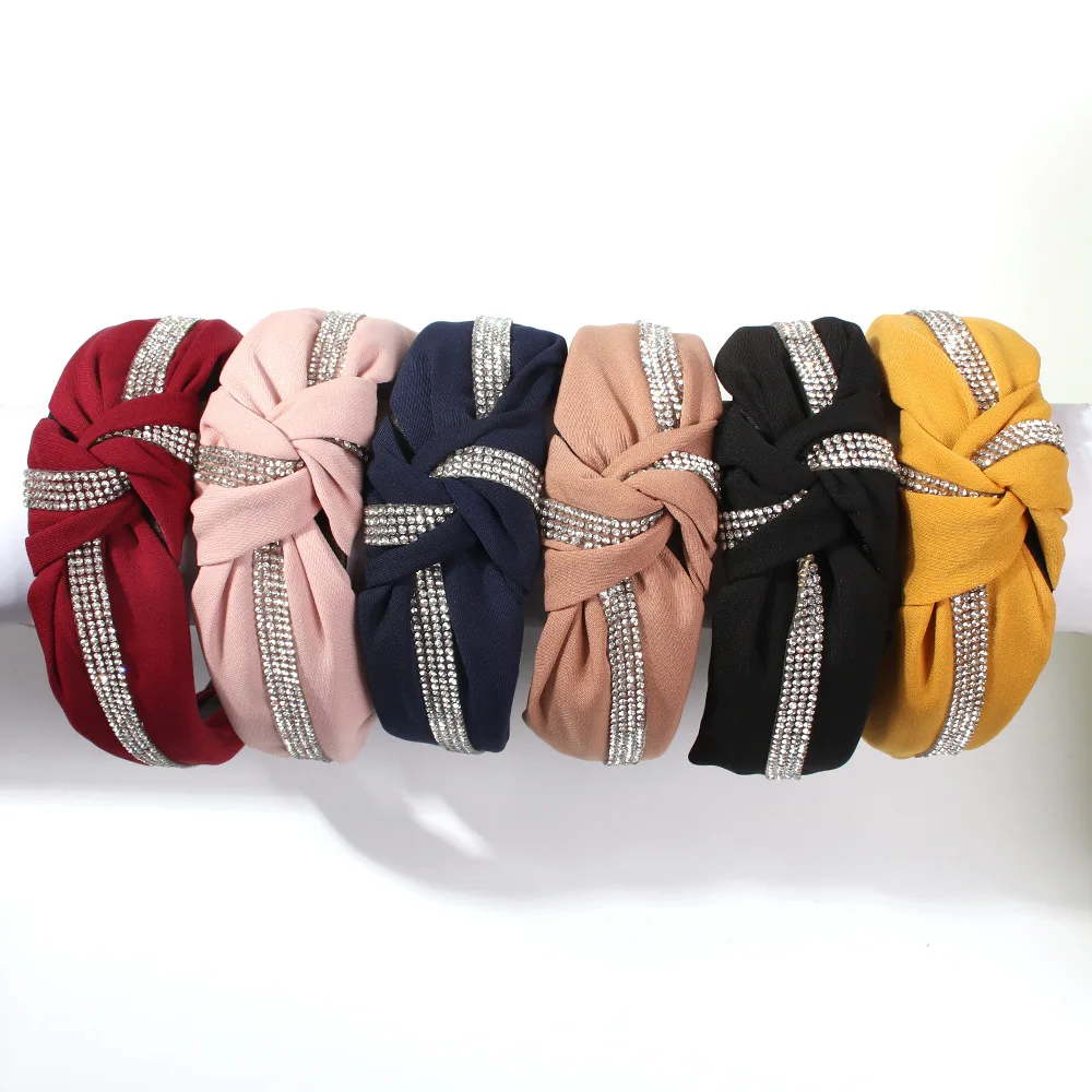 Ткань Хрустальная лента для волос женщин аксессуары Корея повязка на голову