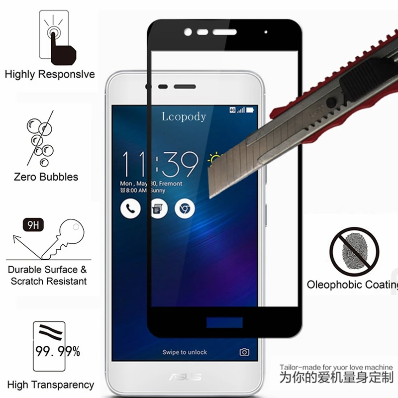 Закаленное стекло 9H с полным покрытием для ASUS ZenFone Pegasus 3 3S 4S MAX plus M1 ZC521TL ZC520TL ZB570TL X00GD