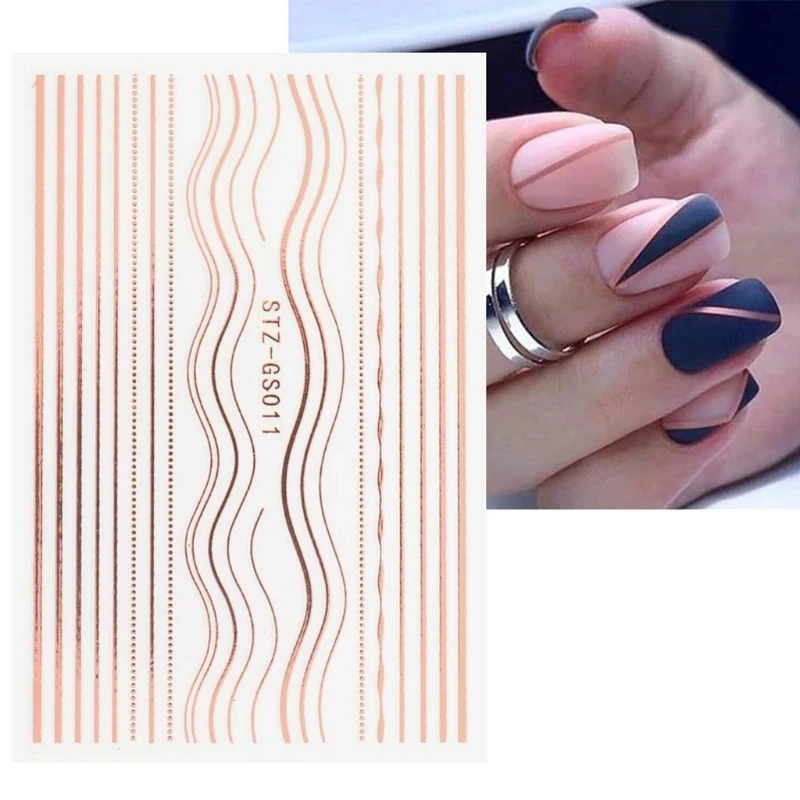 Французский линия лак для ногтей наклейки 3D в полоску самоклеющиеся чередование