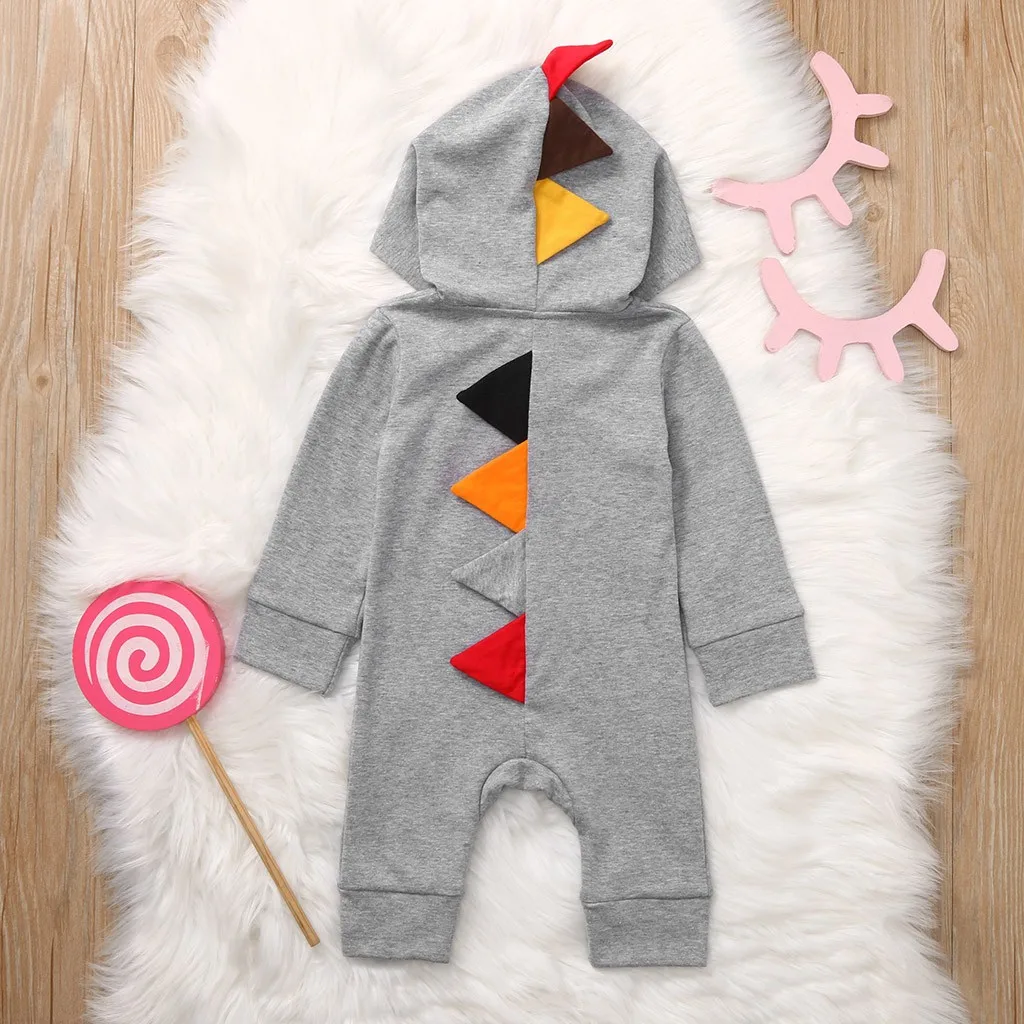 Теплый комбинезон на молнии с капюшоном для новорожденных мальчиков и девочек