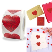 500pcsroll 3 8cm red heart valentines day stickers romantic label gift wrapping diy decoration cute stickers