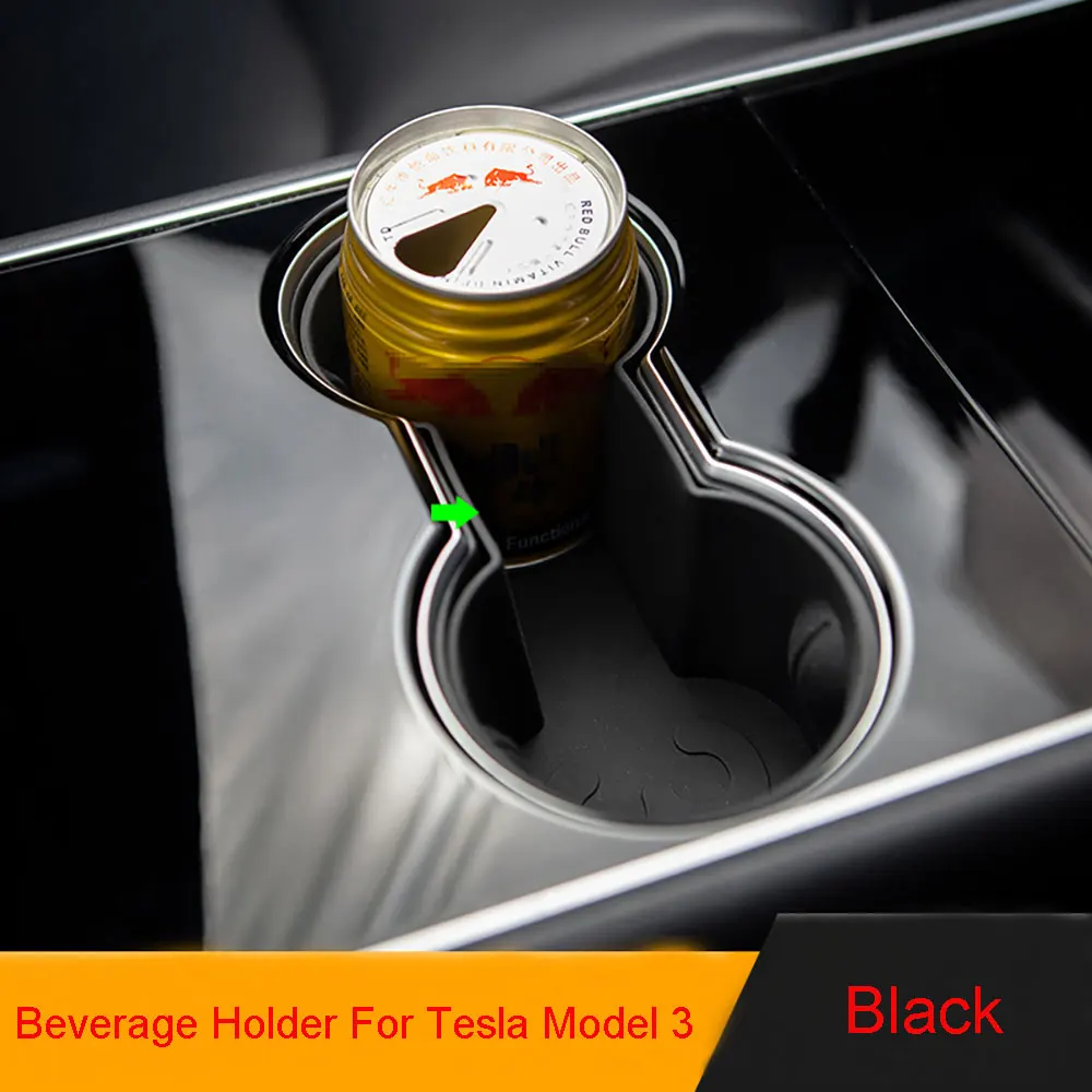 

For Tesla Model 3 17-22 TPE Water Cup Holder Water Proof Console Insert Double Hole Holder