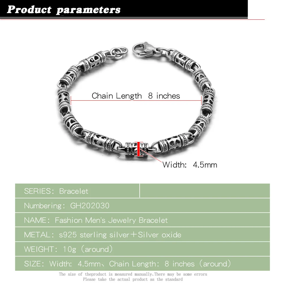 925 Thai silver chain Retro style men women bracelets noble wedding gift party fashion jewelry Christmas gifts | Украшения и