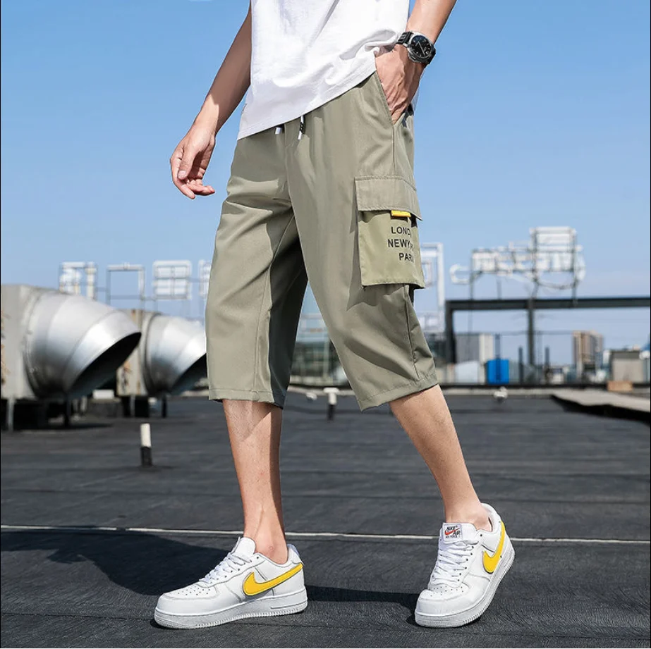 

Summer Capris men's casual shorts check Capris thin middle pants