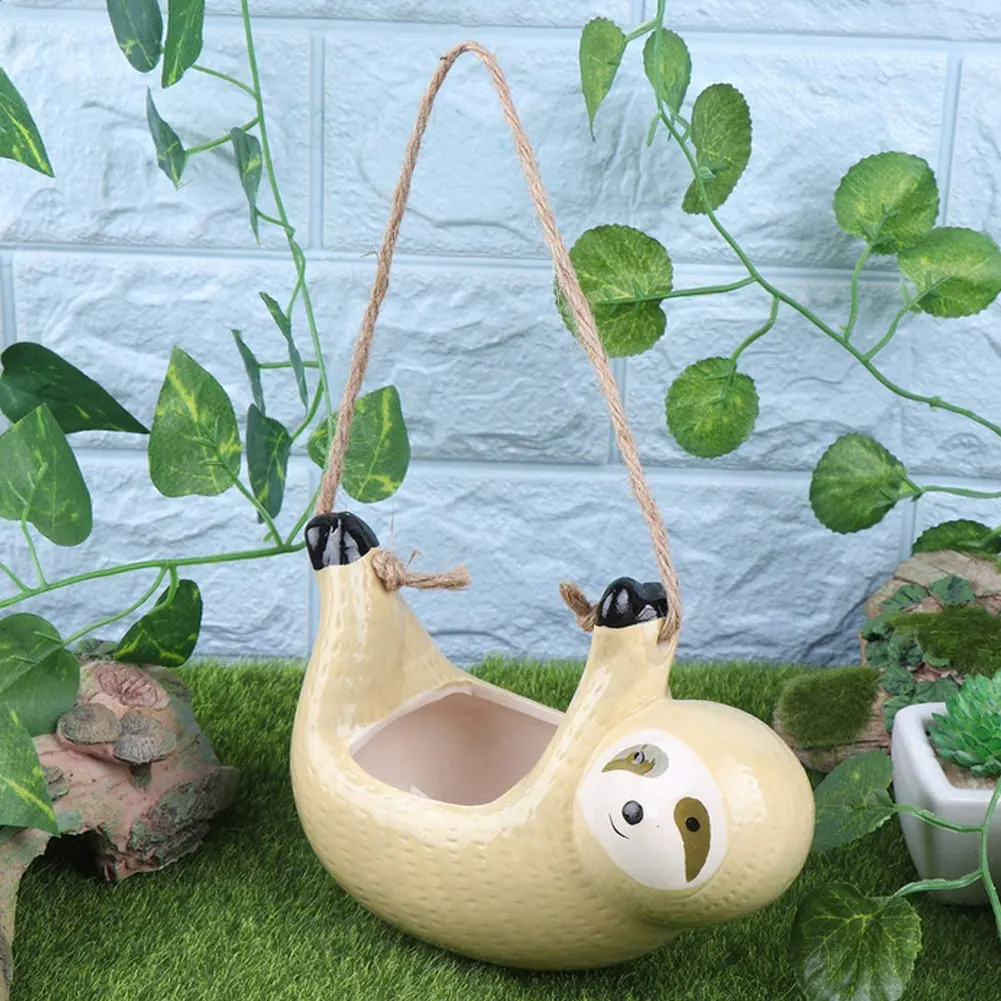 

HOT Sloth Flower Pot Animal Planting Flower Pots Ceramic Plants Home Garden Plant Scindapsus Chlorophytum Pot Garden Decoration
