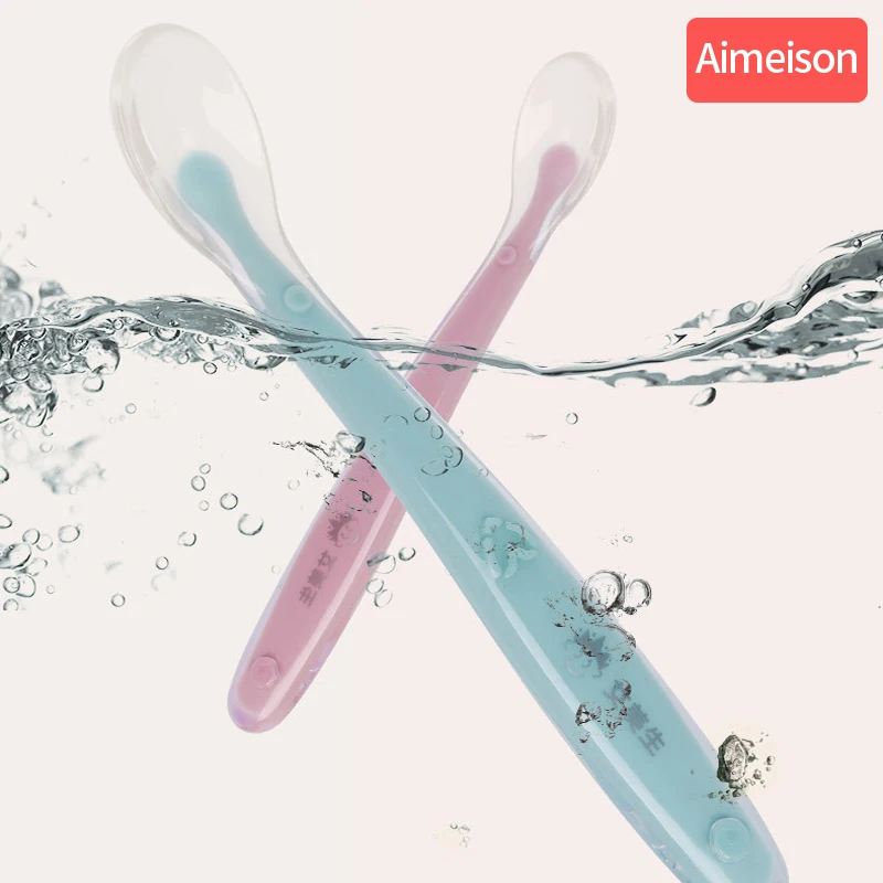 Силиконовая детская ложка для кормления детские блюда посуда детей столовые