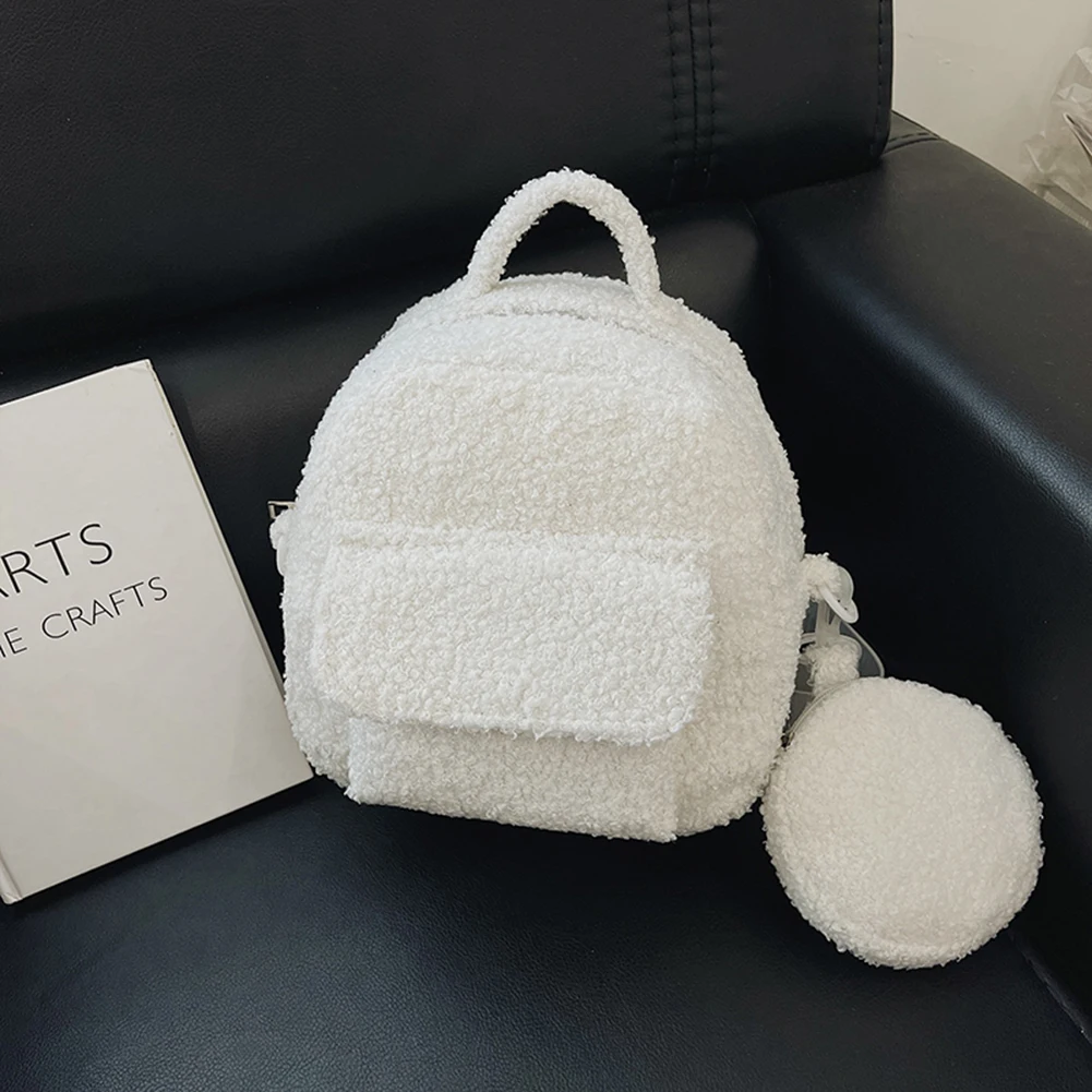 

Женский рюкзак, мягкий теплый плюшевый рюкзак, композитная мини-сумка на молнии, пушистая Универсальная женская сумка