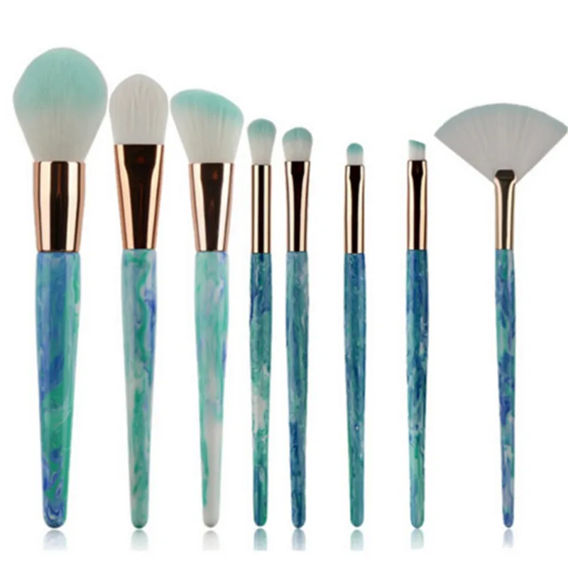 8 шт. красивые мраморные нефритовые кисти для макияжа набор теней век румяна