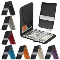 hot sales 2021 new arrivel mens fashion faux leather money clip slim wallet id credit card holder