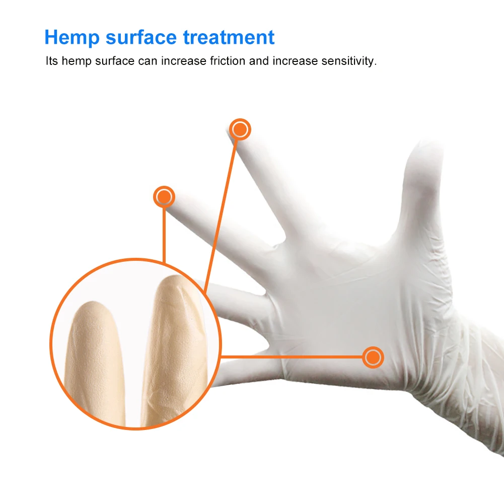 100 шт. одноразовые латексные перчатки белые Нескользящие кислотные и щелочные