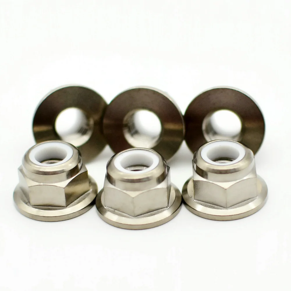 Титановые винтовые гайки фланцевая нейлоновая блокировочная гайка M5 M6 M8 M10 m12