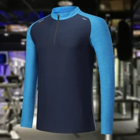 long sleeve male shirt gym breathable casual bodybuilding patchwork workout tees compression cycling training sweatshirts