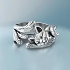 Женское кольцо в форме кошки, серебристого цвета