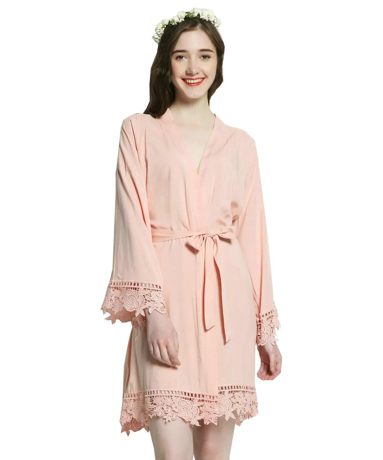 design 2 blush Owiter хлопок невесты Кружева Халаты w/Обрезка женские свадебные короткие халаты белье одежда платье сексуальные ночные сорочки - Цвет: design 2 blush