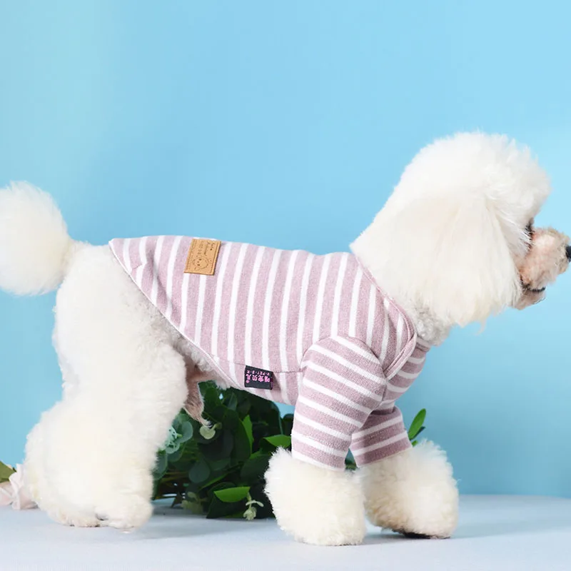 

Strips Dog Clothes Long Sleeve Dog Hoodies Sweatshirt For Small Medium Dogs Bichon Puppy Kitten Bottoming Shirt Sweaters Chiwawa