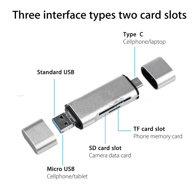 5-в-1 Тип C OTG кард-ридер с флеш-накопитель USB с гнездовым Интерфейс для ПК USB 3,0 чтения TF слот для карт памяти для устройства чтения sd-карт компьютерные принадлежности
