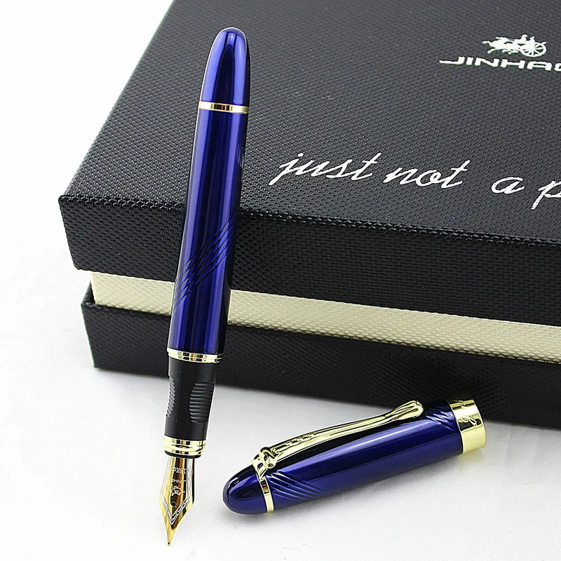 

High Quality Spiral Blue Iraurita Fountain Pen Luxury Jinhao 450 Full Metal Golden Clip Pens Writing Stationery Office School