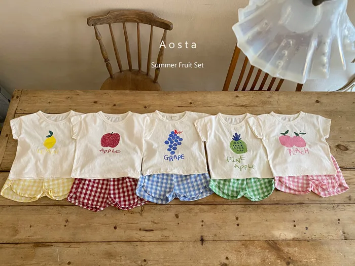 

Baby Girls Clothes Set 2021 New Fruit T-shirt+ Plaid Shorts Summer Newborn Baby Girls Clothes Infant Baby Boys Clothing Suit
