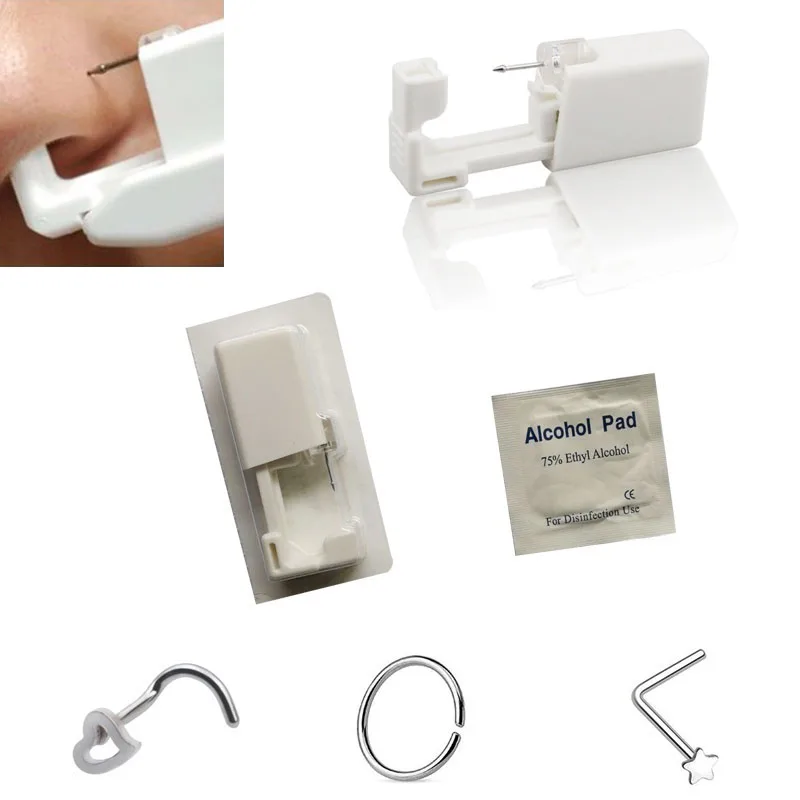 Набор одноразовых безопасных стерильных колец для пирсинга носа комплект