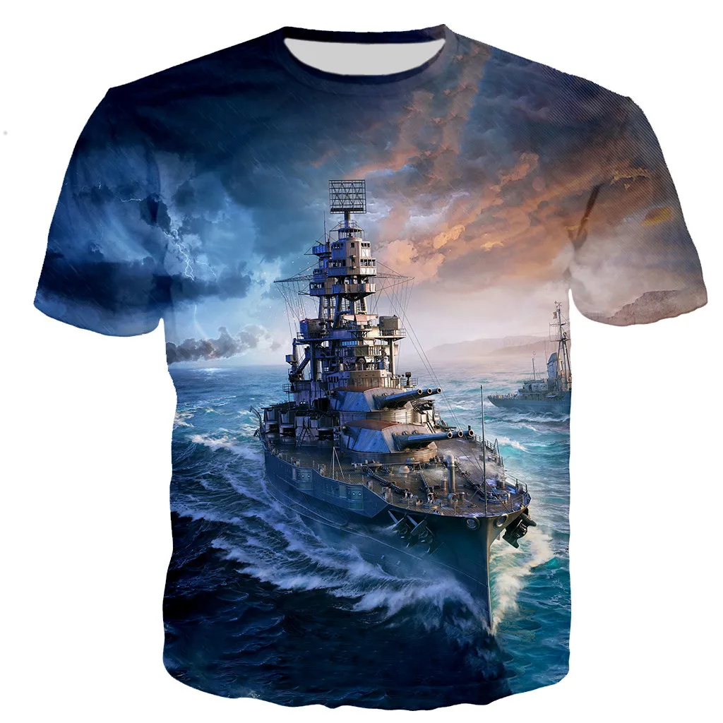 

Warship Casual T-Shirts Men Women Casual Harajuku Hip Hop Style Tshirts Popular O-Neck Polyester Oversized Tops