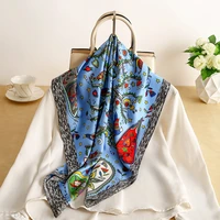 90x90cm twill big scarf spring and summer wild thin decorative silk scarf sunscreen shawl luxury goods muffler ladies pareo