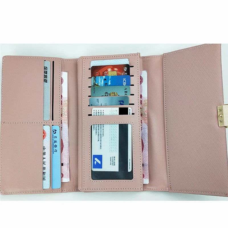 Women's Coin Purse Long Multi-function Card Package Wallet Folding Solid Color Portable Simple Compact Bag | Багаж и сумки
