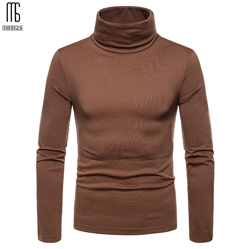 Manoswe Мужская теплая облегающая блузка с длинным рукавом Однотонный свитер