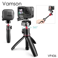 vamson mini monopods quick mount selfie stick with storage bag for gopro 10 9 8 7 xiaomi yi action camera tabletop stand tripod