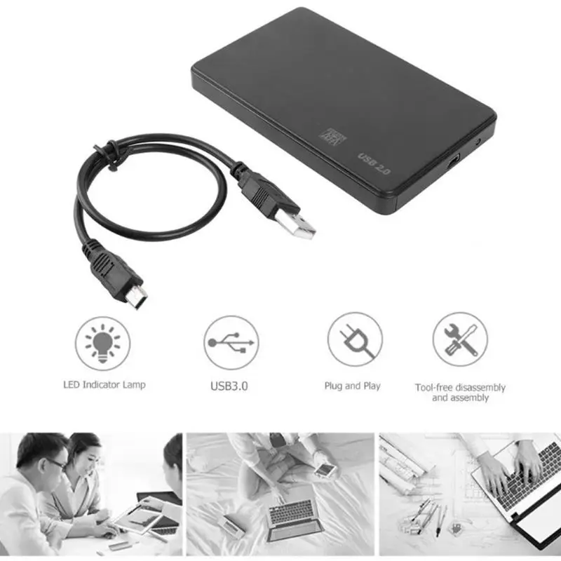 

2.5 Inch HDD SSD Case Sata to USB 3.0/2.0 Adapter 5 Gbps Hard Drive Box Enclosure Adapter for Windows Mac OS System Accessories
