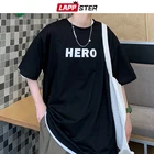 LAPPSTER Мужские футболки в стиле Харадзюку с графическим рисунком 2022 летние мужские черные футболки в стиле Kawaii Японская уличная одежда мужские популярные винтажные Топы Одежда