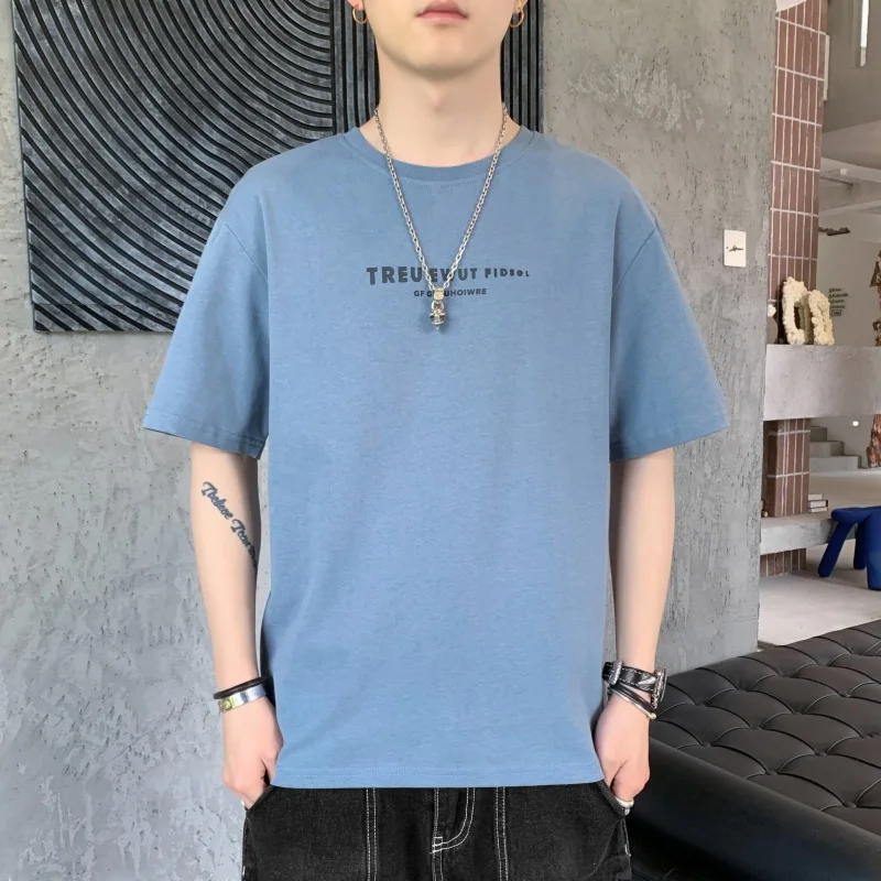 

Футболка с коротким рукавом Мужская мода Марка Футболка из чистого хлопка с принтом 2021 новые летние с коротким рукавом мужская одежда