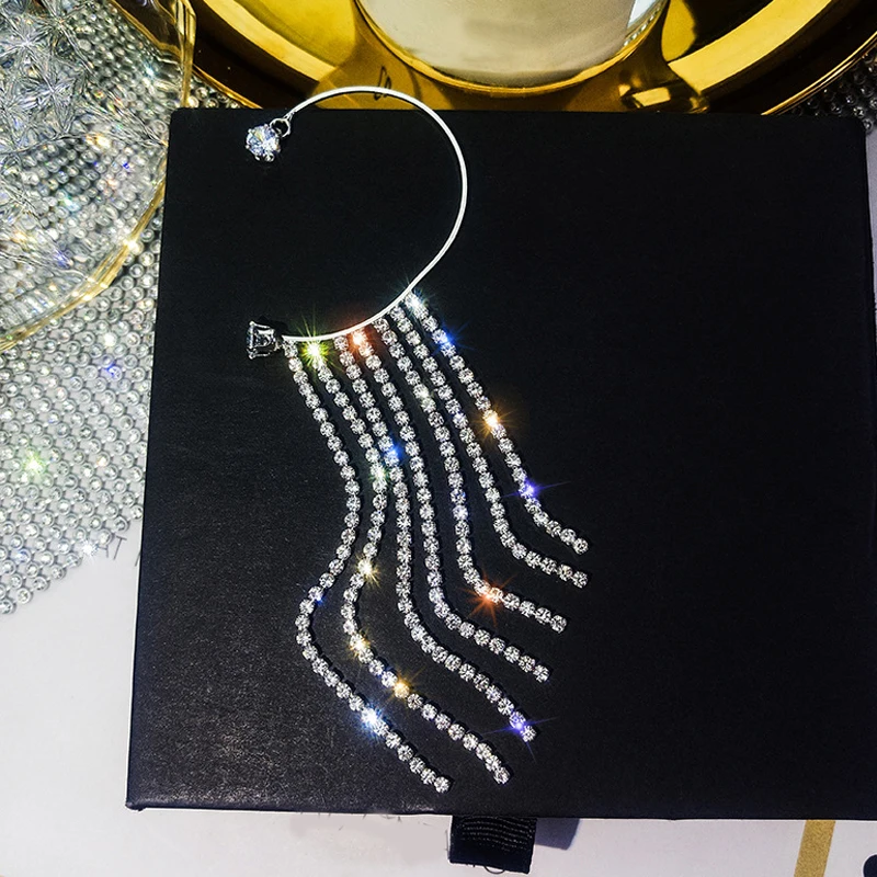 1 шт. модные женские серьги с геометрическим принтом украшенные стразами