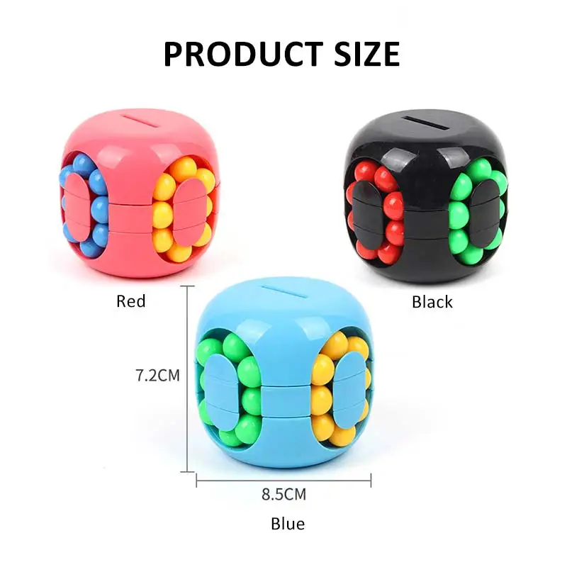 Enlarge Colorful Magic Cube Little Magic Bean Rotating Cube Kids Stress Relief Toy For Adults kids Plastic Mini Cube Toy With Piggy Bank