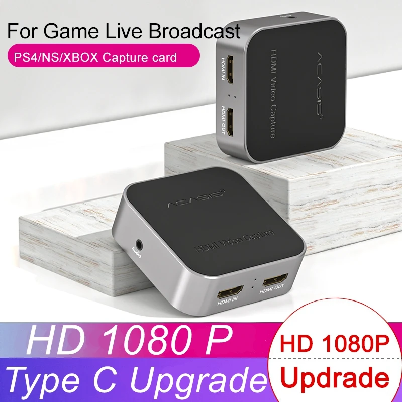 

HDMI-compatible to Type-C Video Capture Card USB 3.0 1080p 60Hz Dongle Game Streaming Live Stream Broadcast with MIC input