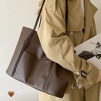 pu leather large capacity shoulder tote bag for women 2021 new winter school bag korean composite simple shopping travel handbag