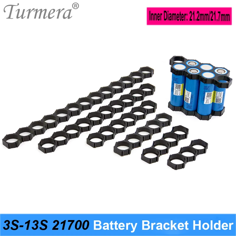 

Turmera 10Pieces 3S to 13S 21700 Holder Bracket ABS Splicable Inner Hole Diameter 21.7mm 21.2mm for 36V 48V E-Bike Battery Use