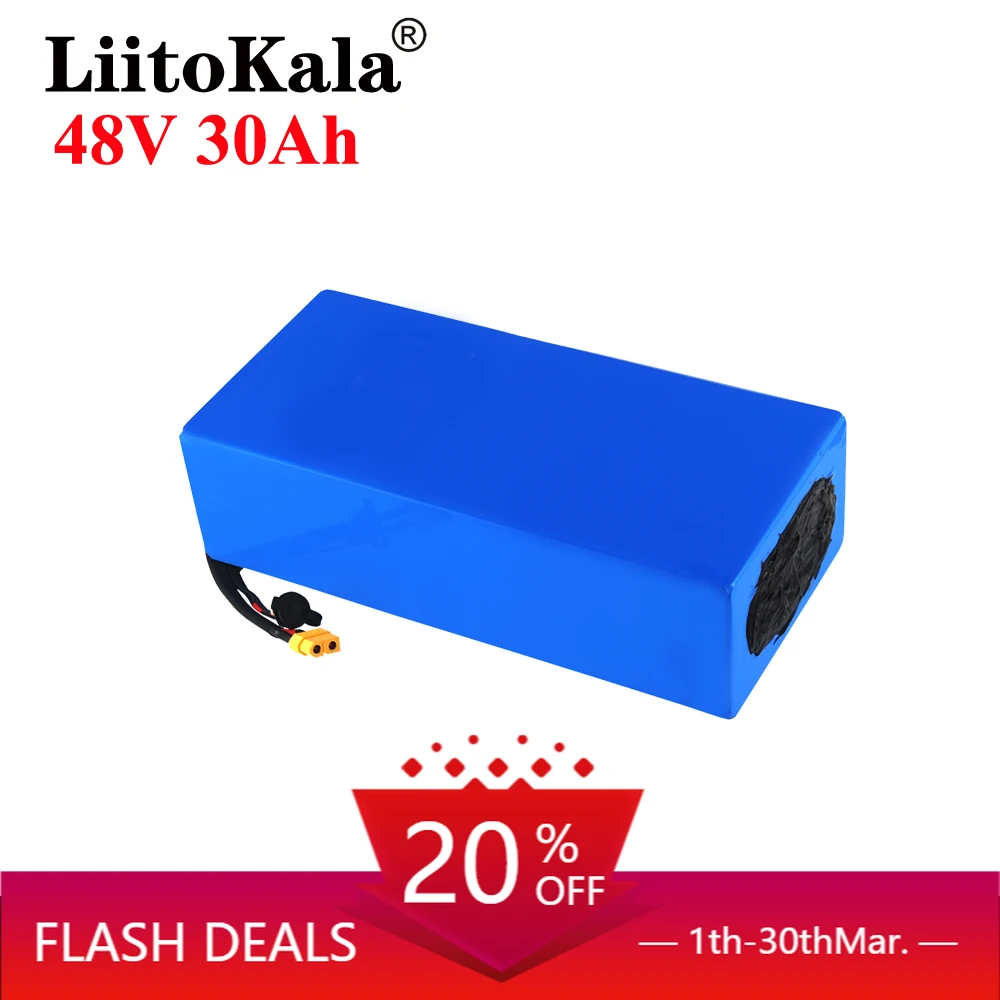

LiitoKala 18650 48V 20AH 30ah 15ah 12ah 25ah High Power Electric Bike Battery 48V 18650 Lithium Battery with 30A BMS XT60 Plug